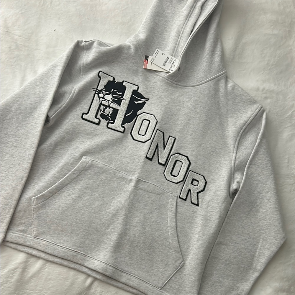 Gray Honor Hoodie with Panther Graphic